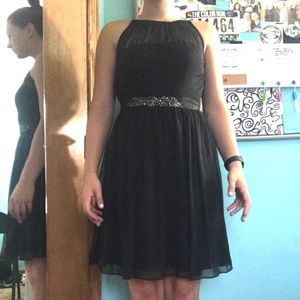 Black dress with rhinestone belt